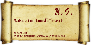 Makszim Immánuel névjegykártya